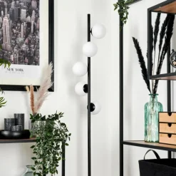 hofstein Lampadaire - Verre 10 cm Remaisnil Blanc, 5 lumières