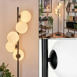 hofstein Lampadaire - Verre 15 cm Remaisnil Blanc, 5 lumières