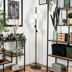 hofstein Lampadaire - Verre 15 cm Remaisnil Blanc, 5 lumières