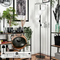 hofstein Lampadaire - Verre 15 cm Remaisnil Blanc, 5 lumières