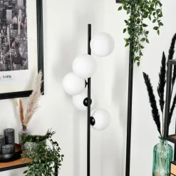 hofstein Lampadaire - Verre 15 cm Remaisnil Blanc, 5 lumières