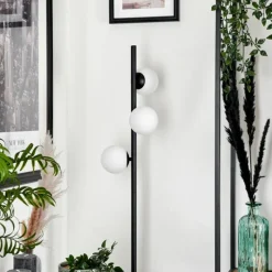 hofstein Lampadaire - Verre 10 cm Remaisnil Blanc, 3 lumières