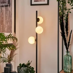 hofstein Lampadaire - Verre 10 cm Remaisnil Blanc, 3 lumières