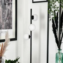 hofstein Lampadaire - Verre 10 cm Remaisnil Blanc, 3 lumières