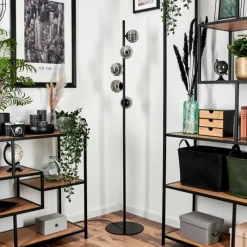 hofstein Lampadaire - Verre 10 cm Remaisnil Fumé, 5 lumières