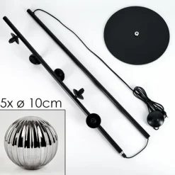 hofstein Lampadaire - Verre 10 cm Remaisnil Fumé, 5 lumières