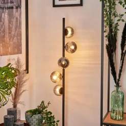 hofstein Lampadaire - Verre 10 cm Remaisnil Fumé, 5 lumières