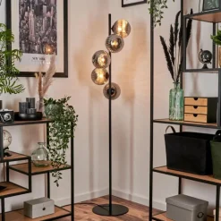 hofstein Lampadaire - Verre 15 cm Remaisnil Fumé, 5 lumières