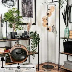 hofstein Lampadaire - Verre 15 cm Remaisnil Ambre, 5 lumières