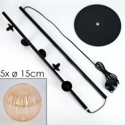 hofstein Lampadaire - Verre 15 cm Remaisnil Ambre, 5 lumières