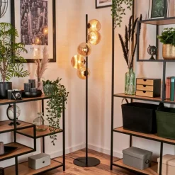 hofstein Lampadaire - Verre 15 cm Remaisnil Ambre, 5 lumières