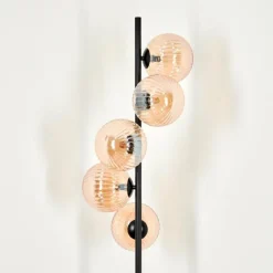 hofstein Lampadaire - Verre 15 cm Remaisnil Ambre, 5 lumières