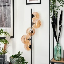 hofstein Lampadaire - Verre 15 cm Remaisnil Ambre, 5 lumières