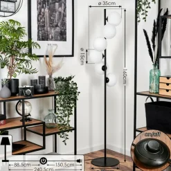 hofstein Lampadaire - Verre 15 cm Remaisnil Blanc, 6 lumières