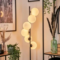 hofstein Lampadaire - Verre 15 cm Remaisnil Blanc, 6 lumières