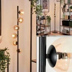 hofstein Lampadaire - Verre 10 cm Remaisnil Ambre, Clair, 6 lumières