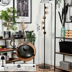 hofstein Lampadaire - Verre 10 cm Remaisnil Ambre, Clair, 6 lumières