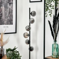 hofstein Lampadaire - Verre 10 cm Remaisnil Fumé, 6 lumières