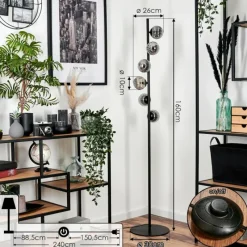 hofstein Lampadaire - Verre 10 cm Remaisnil Fumé, 6 lumières