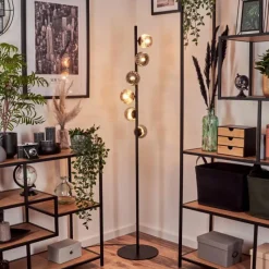 hofstein Lampadaire - Verre 10 cm Remaisnil Fumé, 6 lumières