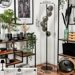 hofstein Lampadaire - Verre 15 cm Remaisnil Fumé, 6 lumières