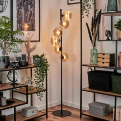 hofstein Lampadaire - Verre 15 cm Remaisnil Ambre, 6 lumières