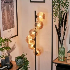 hofstein Lampadaire - Verre 15 cm Remaisnil Ambre, 6 lumières