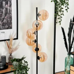 hofstein Lampadaire - Verre 15 cm Remaisnil Ambre, 6 lumières