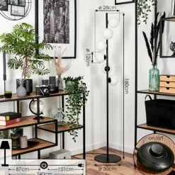 hofstein Lampadaire - Verre 12 cm Remaisnil Blanc, 6 lumières