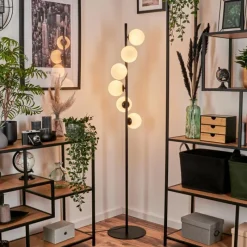 hofstein Lampadaire - Verre 12 cm Remaisnil Blanc, 6 lumières