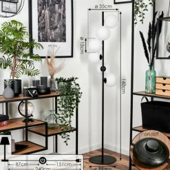 hofstein Lampadaire - Verre 15 cm Remaisnil Blanc, 6 lumières