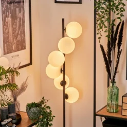 hofstein Lampadaire - Verre 15 cm Remaisnil Blanc, 6 lumières