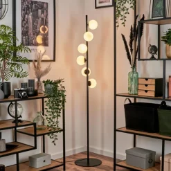 hofstein Lampadaire - Verre 10 cm Remaisnil Blanc, 6 lumières