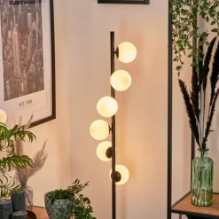 hofstein Lampadaire - Verre 10 cm Remaisnil Blanc, 6 lumières