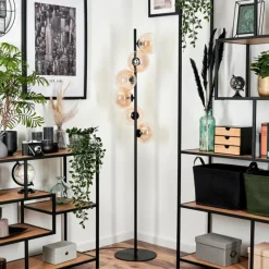 hofstein Lampadaire - Verre 15 cm Remaisnil Ambre, 6 lumières