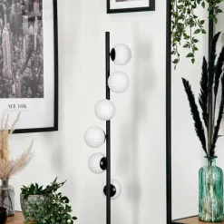 hofstein Lampadaire - Verre 10 cm Remaisnil Blanc, 6 lumières