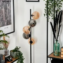 hofstein Lampadaire - Verre 15 cm Remaisnil Ambre, Fumé, 5 lumières