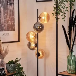 hofstein Lampadaire - Verre 15 cm Remaisnil Ambre, Fumé, 5 lumières