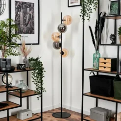 hofstein Lampadaire - Verre 15 cm Remaisnil Ambre, Fumé, 5 lumières