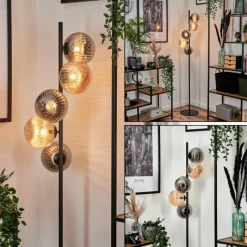 hofstein Lampadaire - Verre 15 cm Remaisnil Ambre, Fumé, 5 lumières