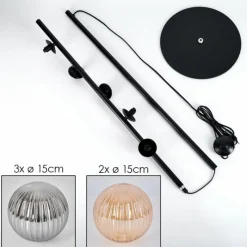 hofstein Lampadaire - Verre 15 cm Remaisnil Ambre, Fumé, 5 lumières