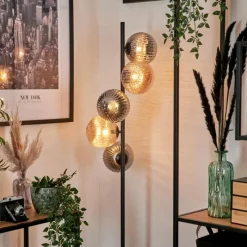 hofstein Lampadaire - Verre 15 cm Remaisnil Ambre, Fumé, 5 lumières