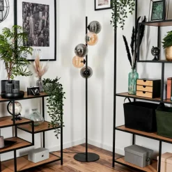 hofstein Lampadaire - Verre 15 cm Remaisnil Ambre, Fumé, 5 lumières