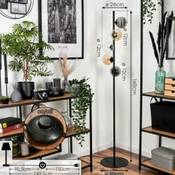 hofstein Lampadaire - Verre 12 cm Remaisnil Ambre, Clair, Fumé, 5 lumières