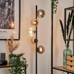 hofstein Lampadaire - Verre 12 cm Remaisnil Ambre, Clair, Fumé, 5 lumières