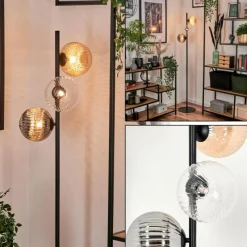 hofstein Lampadaire - Verre 15 cm Remaisnil Noir, 3 lumières