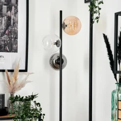 hofstein Lampadaire - Verre 15 cm Remaisnil Noir, 3 lumières