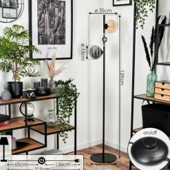 hofstein Lampadaire - Verre 15 cm Remaisnil Noir, 3 lumières