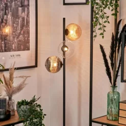 hofstein Lampadaire - Verre 15 cm Remaisnil Noir, 3 lumières