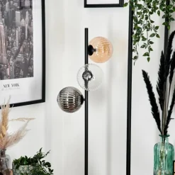 hofstein Lampadaire - Verre 15 cm Remaisnil Noir, 3 lumières